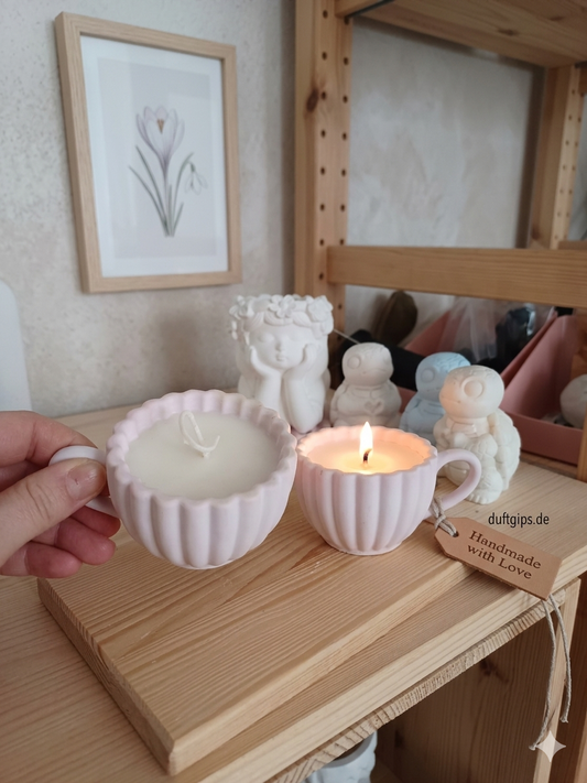 Duftkerze In Mini-Gipstasse – Handgegossen Mit Naturduft - Cozy Nook Atelier