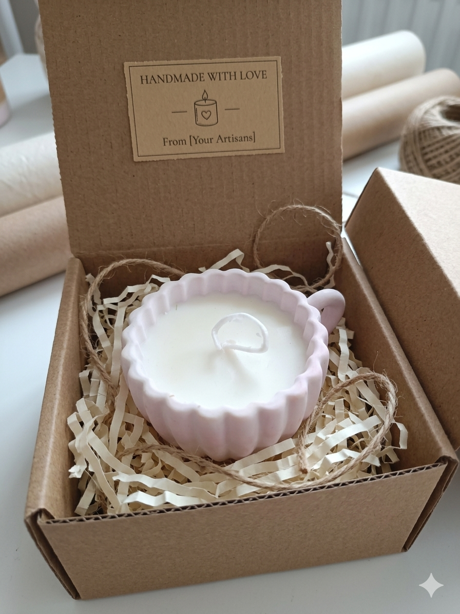 Duftkerze In Mini-Gipstasse – Handgegossen Mit Naturduft - Cozy Nook Atelier