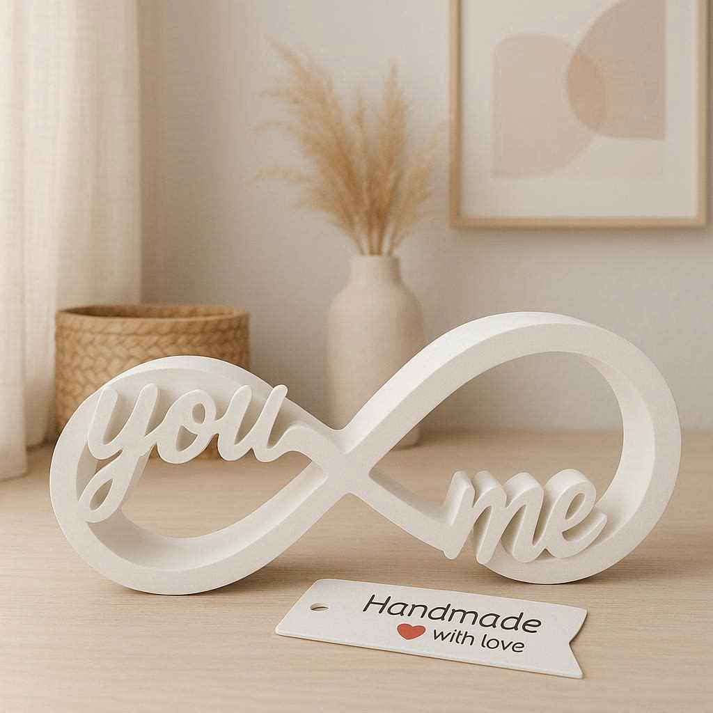 Gips-Deko You & Me Unendlichkeitssymbol für Paare